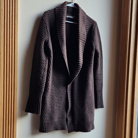 Old Navy Brown Waffle Knit Open Cardigan Size Medium - Picture 2 of 16